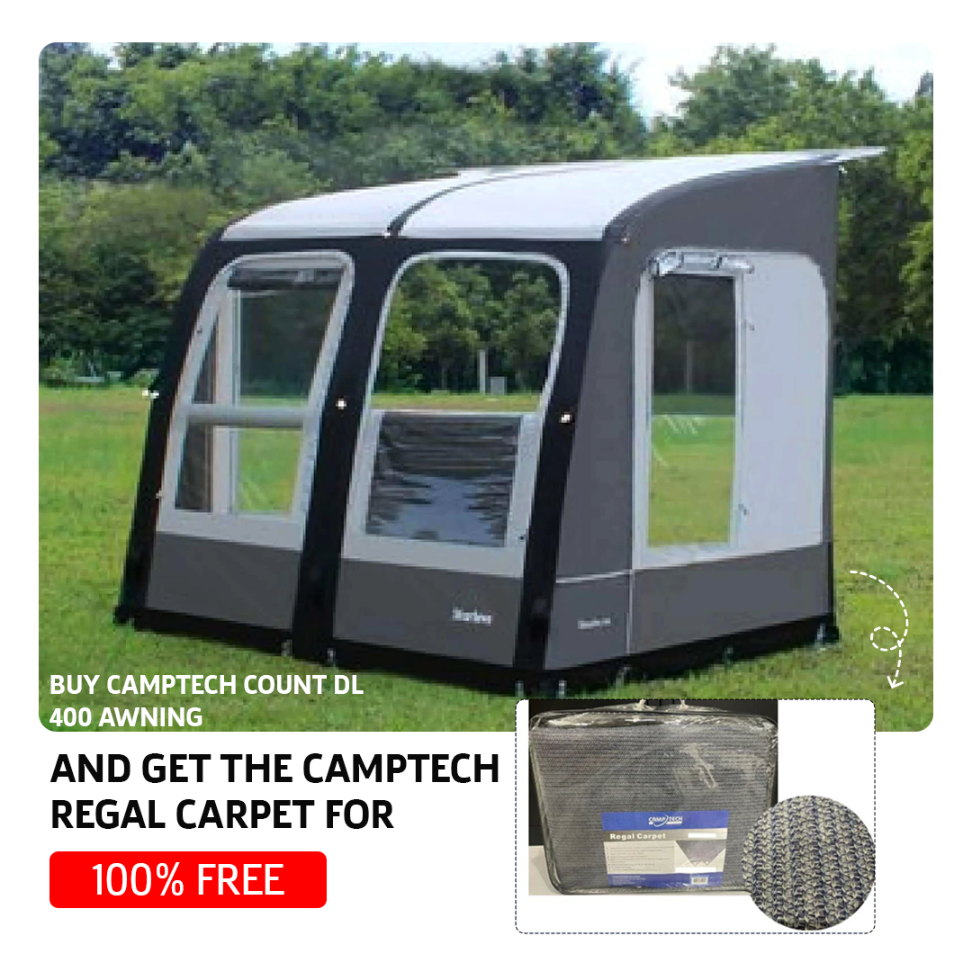 Camptech Count DL 400 All-Season Caravan Poled Awning SL948K + Free Carpet (2025)