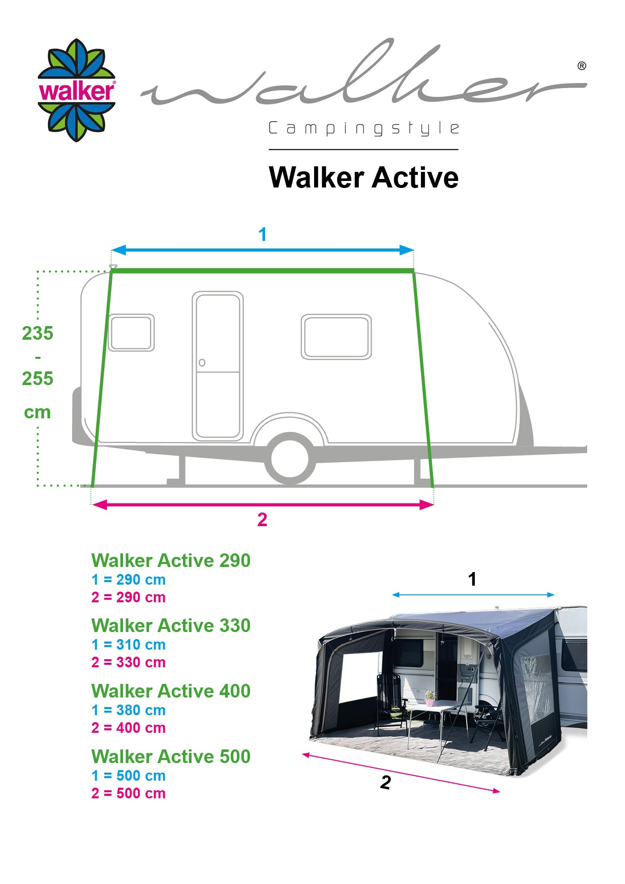 Walker Active Inflatable Air Sun Canopy for Caravan Awning (2024)