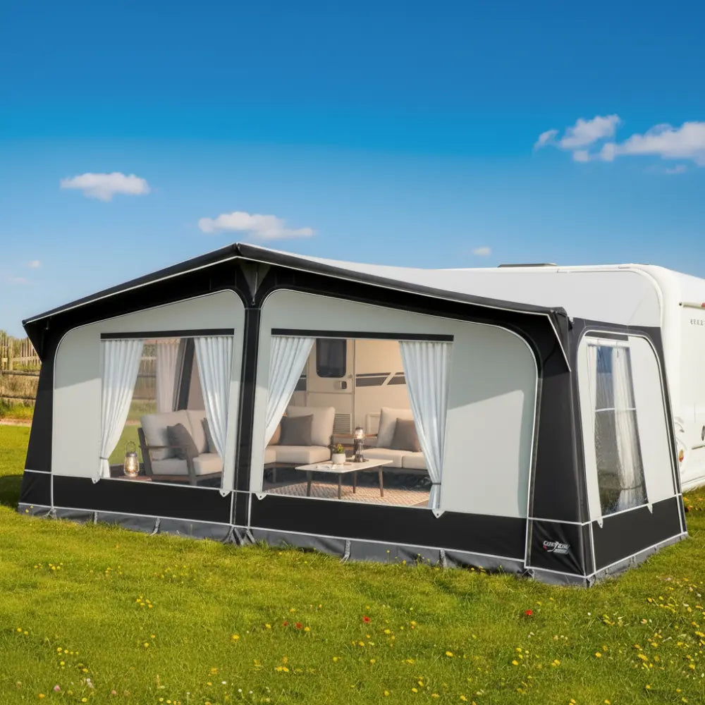 Camptech Cayman Grey Touring Poled Caravan Awning (2025) + Free Storm Straps Free Carpet