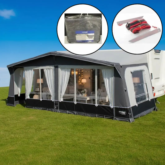 Camptech Kensington Full Traditional Inflatable Air Caravan Awning (2026) + Free Storm Straps Free Carpet - Quality Caravan Awnings