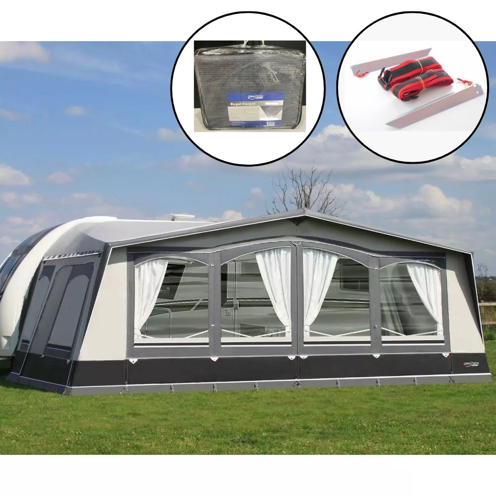 Camptech Buckingham DL 3m Seasonal Traditional Full Caravan Awning (2026) + Free Storm Straps Free Carpet
