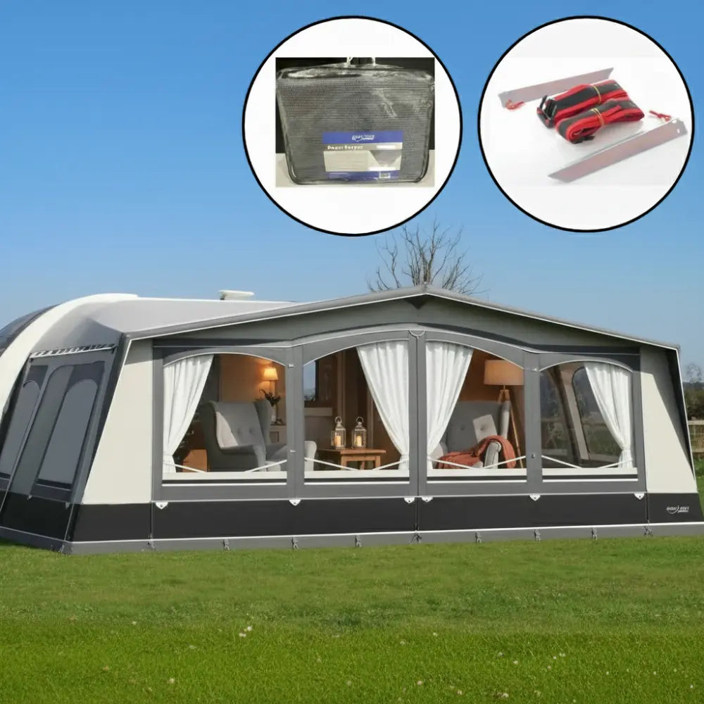 Camptech Buckingham DL 3m Seasonal Traditional Full Caravan Awning (2026) + Free Storm Straps Free Carpet