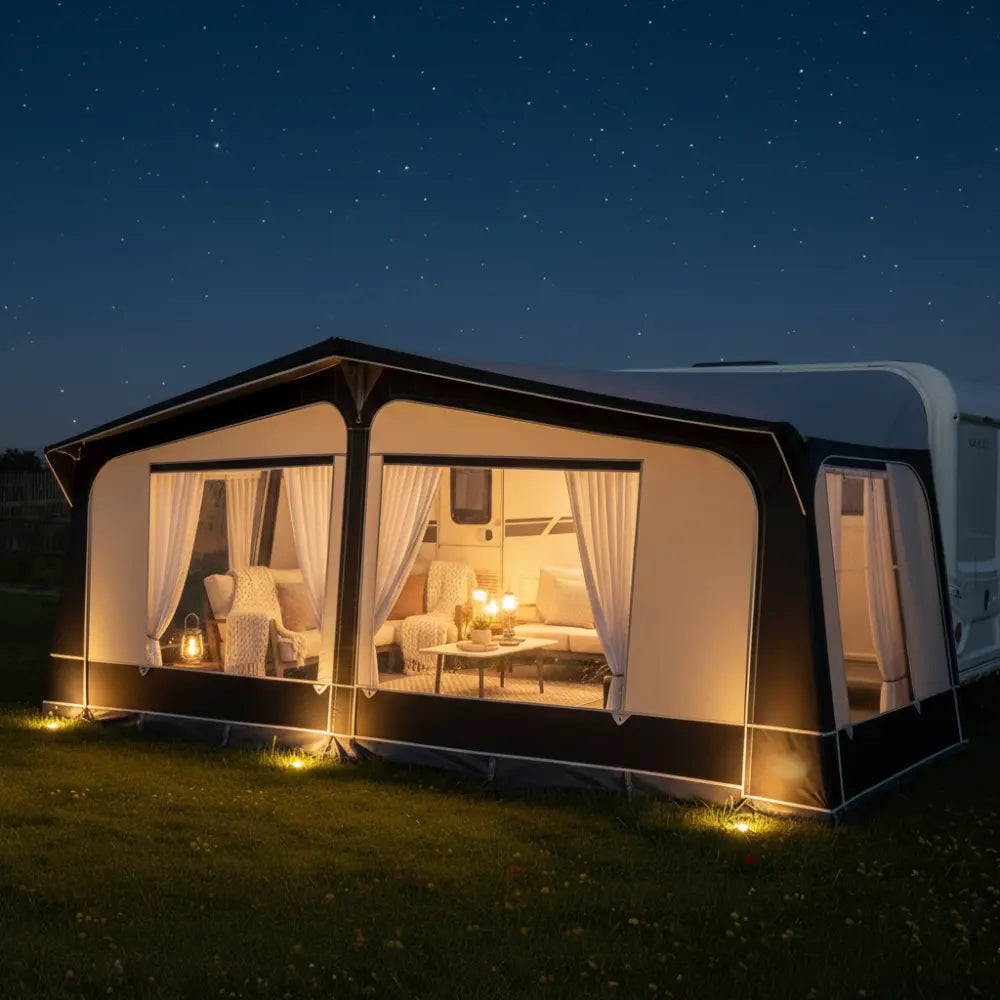 Camptech Cayman Grey Touring Poled Caravan Awning (2026) + Free Storm Straps Free Carpet