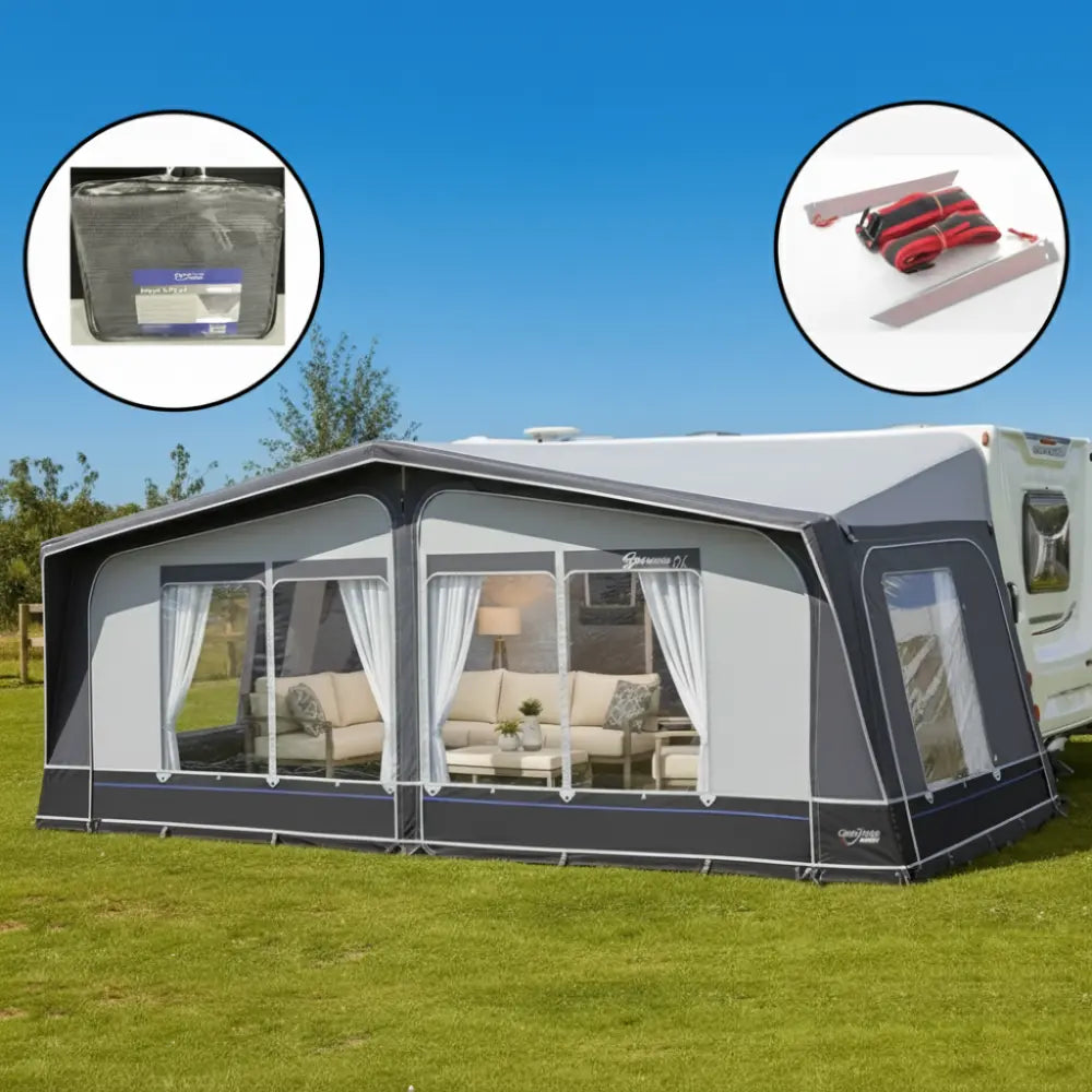 Camptech Savanna DL Seasonal Traditional Full Caravan Awning (2026) + Free Storm Straps Free Carpet