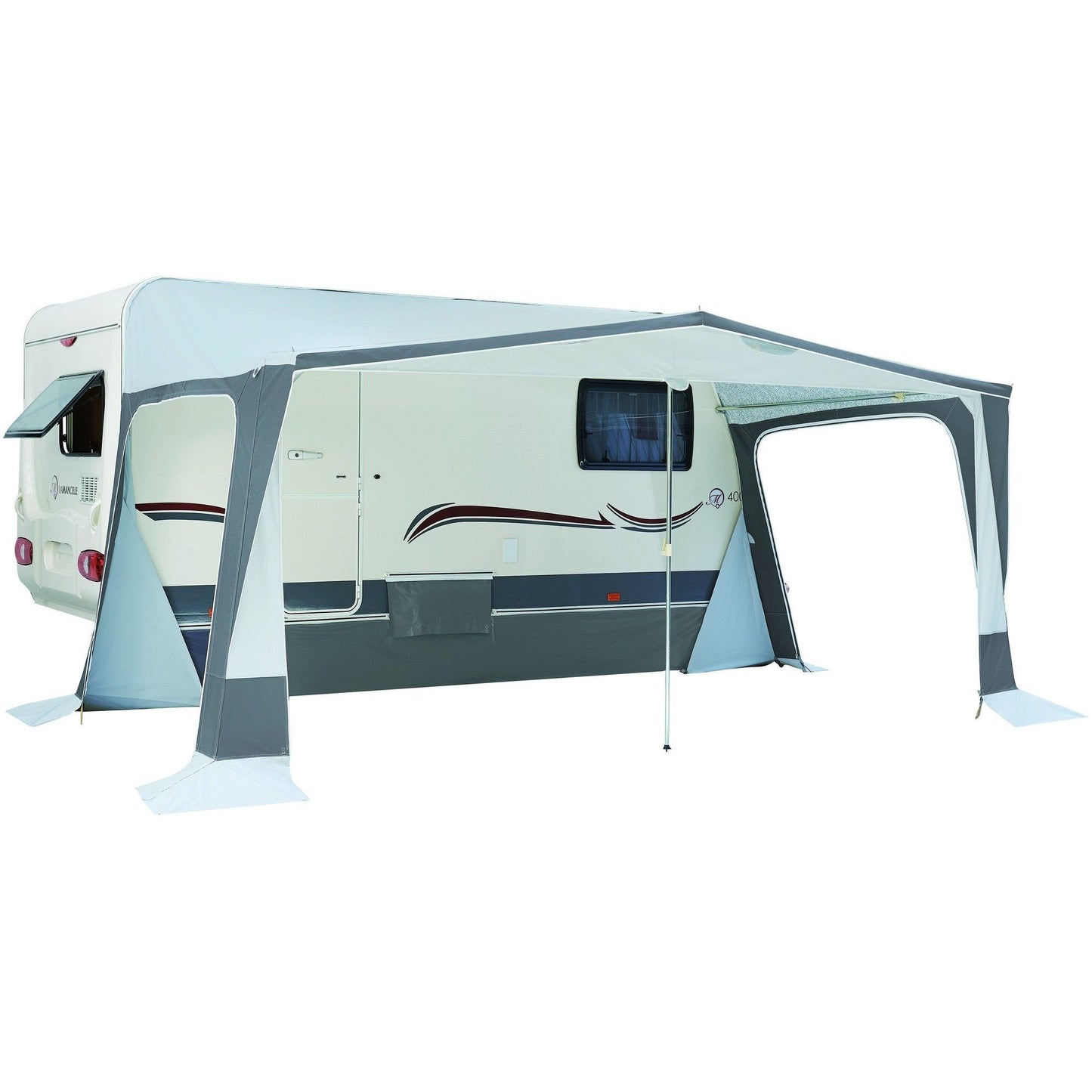 Exterior view of Trigano Adriatic Full Caravan Awning opened up