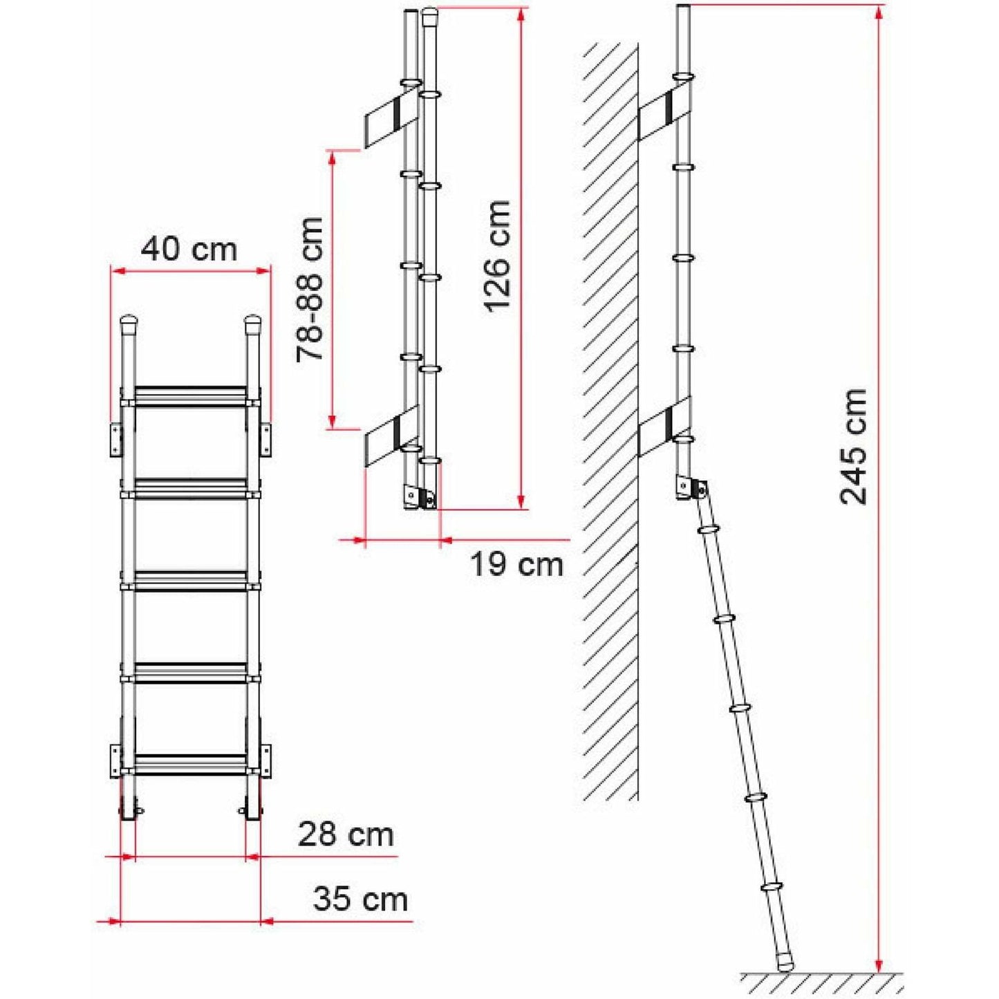 Fiamma Deluxe 5D Folding Motorhome Ladder made by Fiamma. A Ladders sold by Quality Caravan Awnings