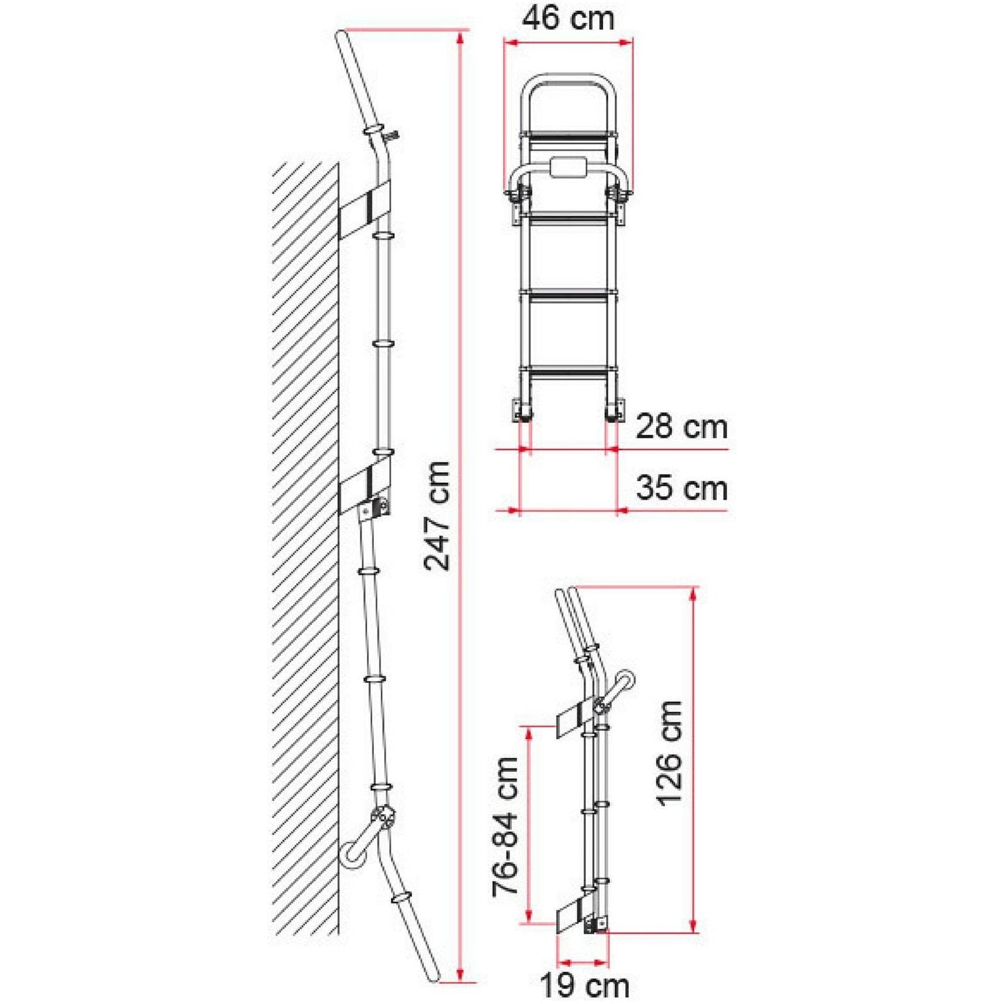 Fiamma Deluxe 8 Folding Motorhome Ladder made by Fiamma. A Ladders sold by Quality Caravan Awnings