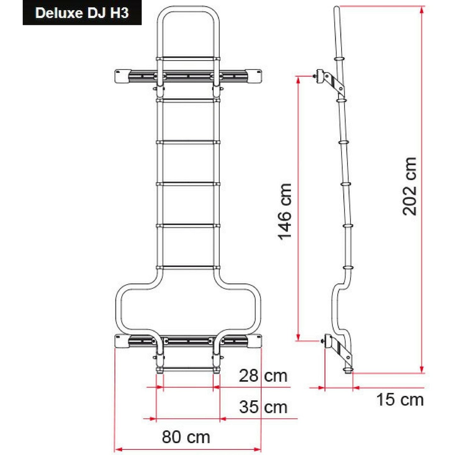 Fiamma Deluxe DJ Van Ladder made by Fiamma. A Ladders sold by Quality Caravan Awnings