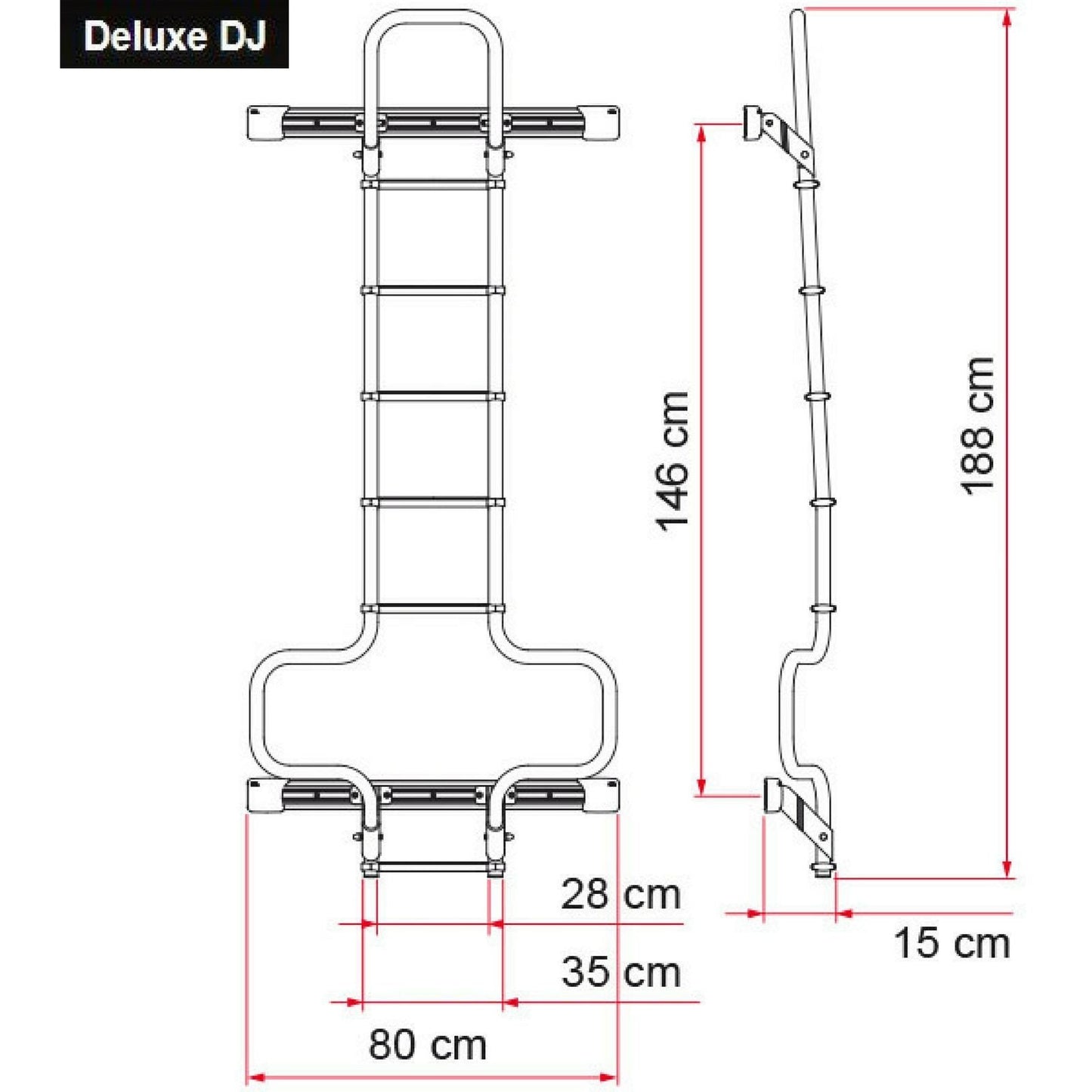 Fiamma Deluxe DJ Van Ladder made by Fiamma. A Ladders sold by Quality Caravan Awnings