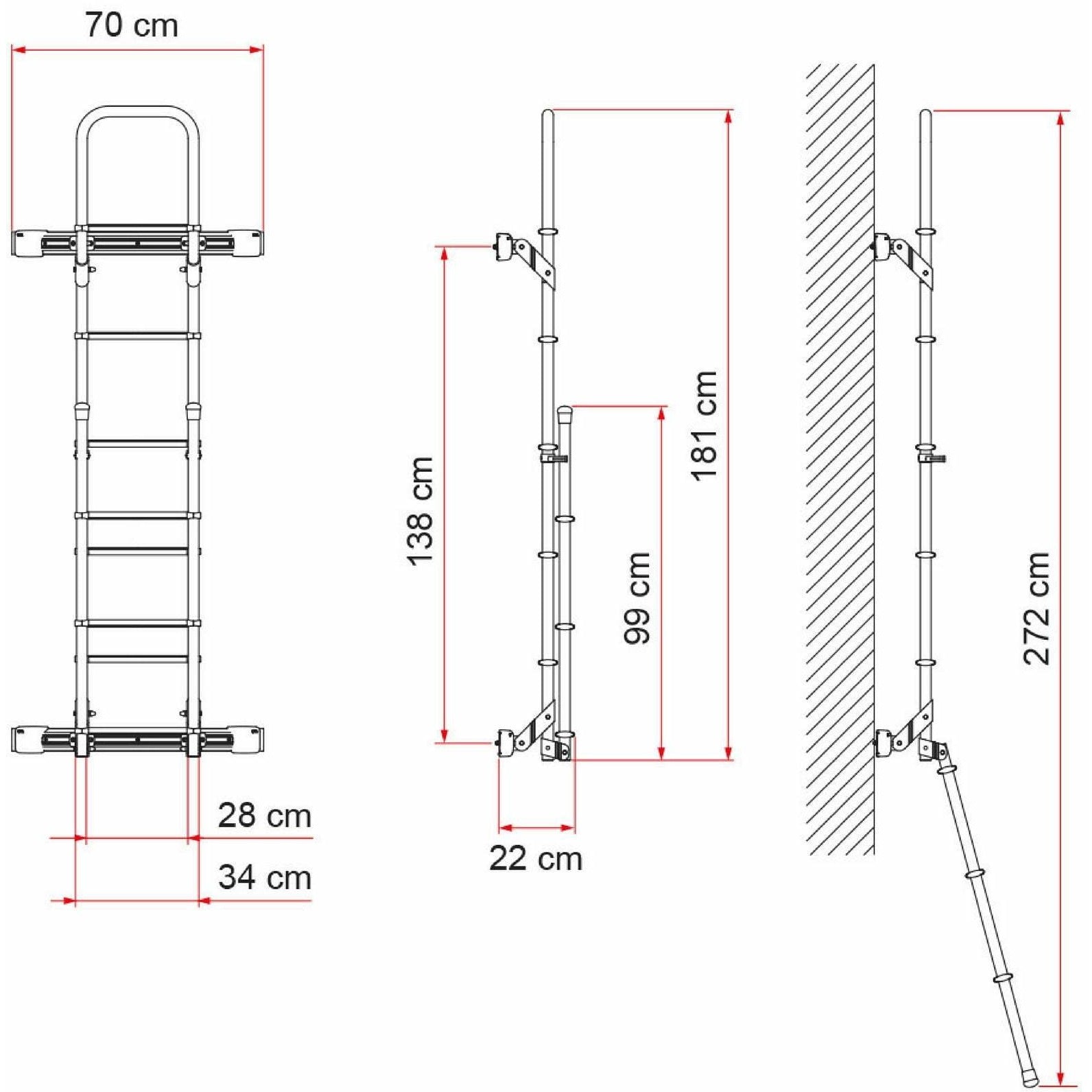 Fiamma Deluxe Sprinter Folding Van Ladder made by Fiamma. A Ladders sold by Quality Caravan Awnings