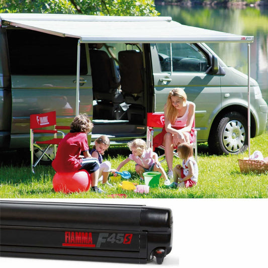 Fiamma F45S VW T5/T6 Deep Black Motorhome Awning made by Fiamma. A Motorhome Awnings sold by Quality Caravan Awnings