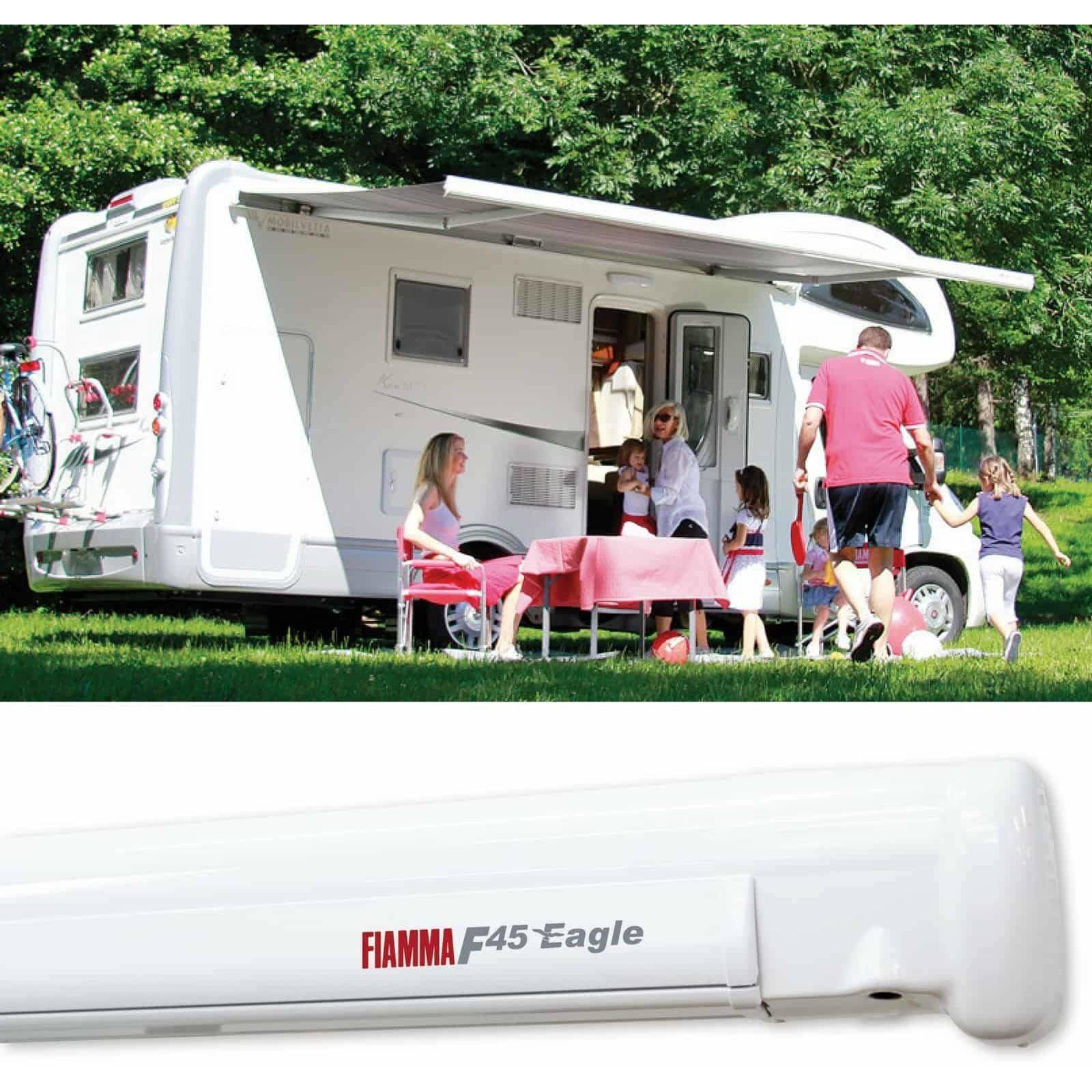 Fiamma F45 Eagle Polar White Automatic Motorhome Awning made by Fiamma. A Motorhome Awnings sold by Quality Caravan Awnings