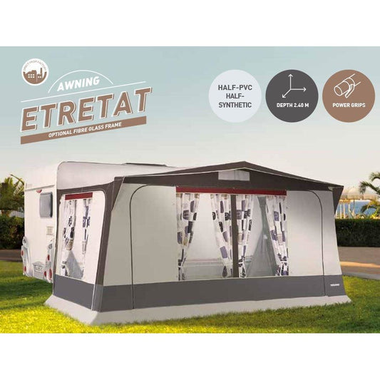 Trigano Etretat 240 (Steel/Fiberglass) Caravan Awning + FREE Storm Straps - Quality Caravan Awnings